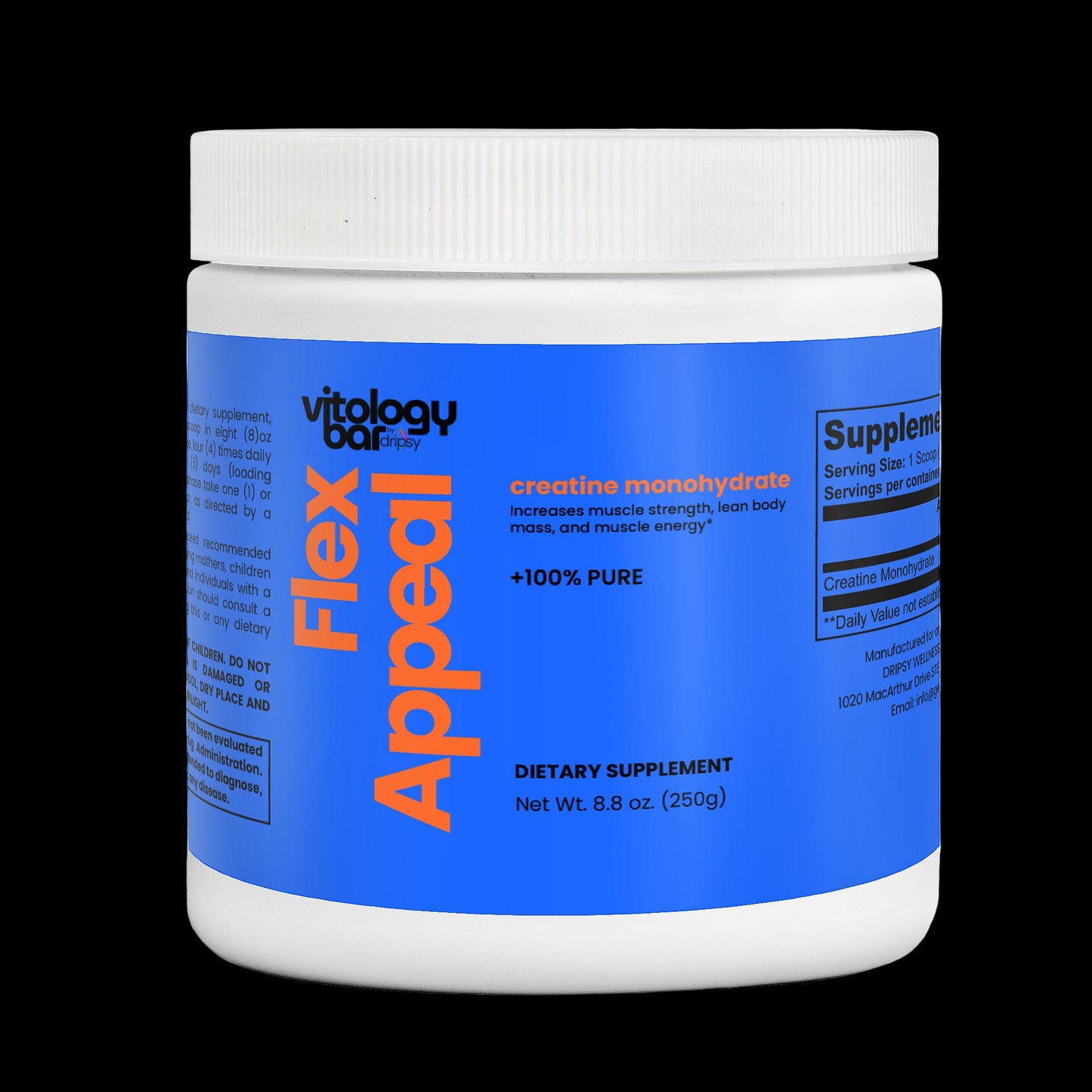 Vitology Flex Appeal dietary supplement container on a white background