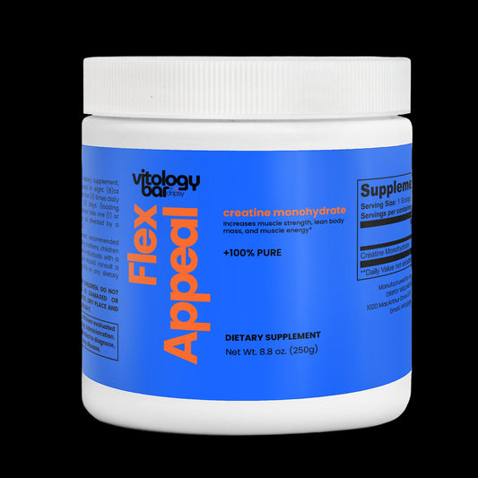 Vitology Flex Appeal dietary supplement container on a white background